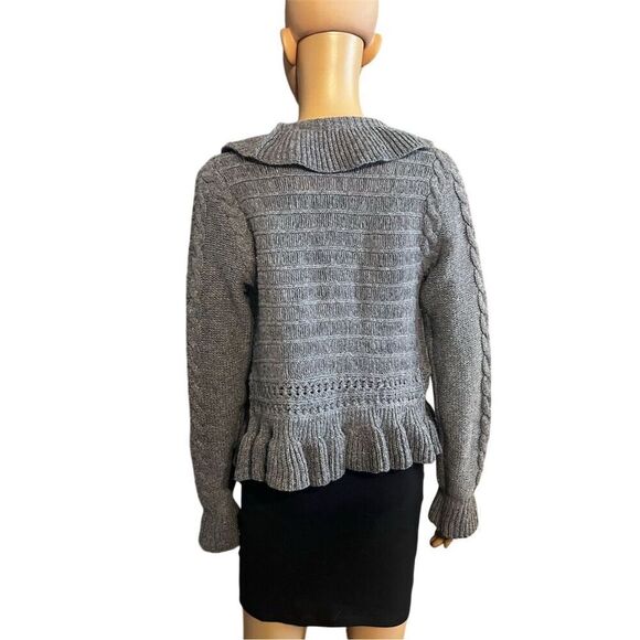 Elisabetta Collection Women's Gray Ruffled Cardigan Sweater Size M - Picture 5 of 6